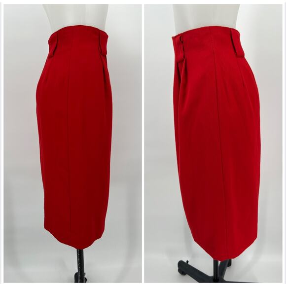 Vintage Harrison Kent Skirt Suit Womens 2 Red Gold-tone Crested Button 2 pc READ - Picture 4 of 14